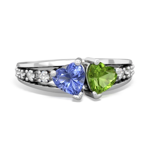 tanzanite-peridot modern ring