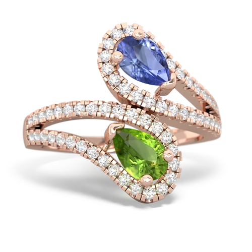 tanzanite-peridot pave swirls ring