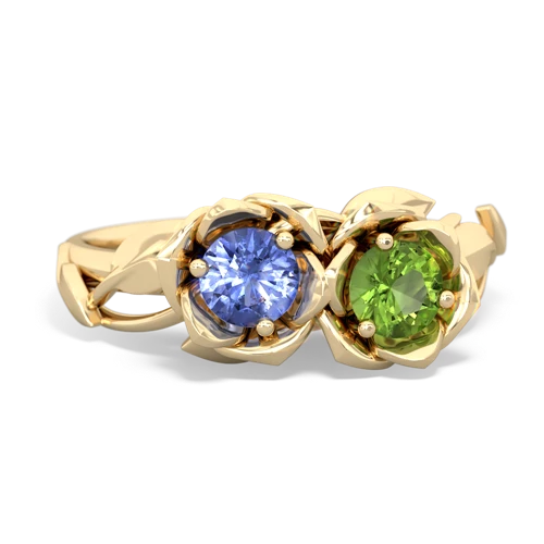 tanzanite-peridot roses ring