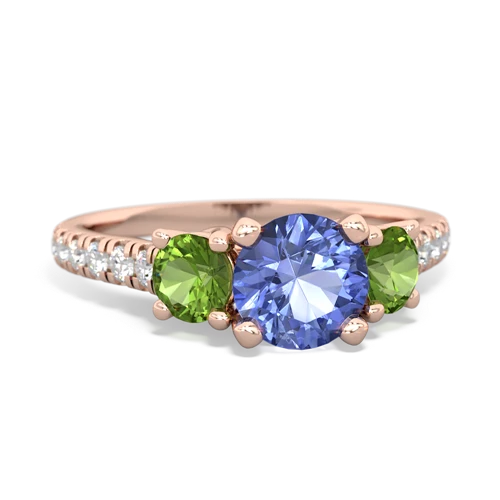 tanzanite-peridot trellis pave ring