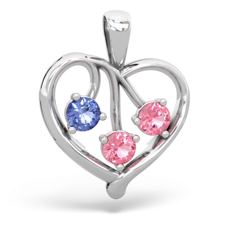 tanzanite-pink sapphire love heart pendant