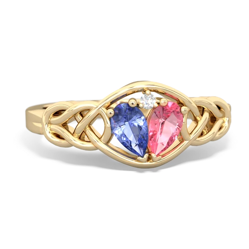 tanzanite-pink sapphire celtic knot ring