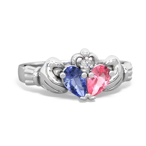 tanzanite-pink sapphire claddagh ring