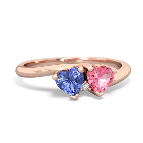 tanzanite-pink sapphire sweethearts promise ring