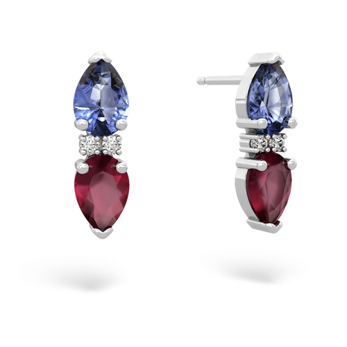 tanzanite-ruby bowtie earrings