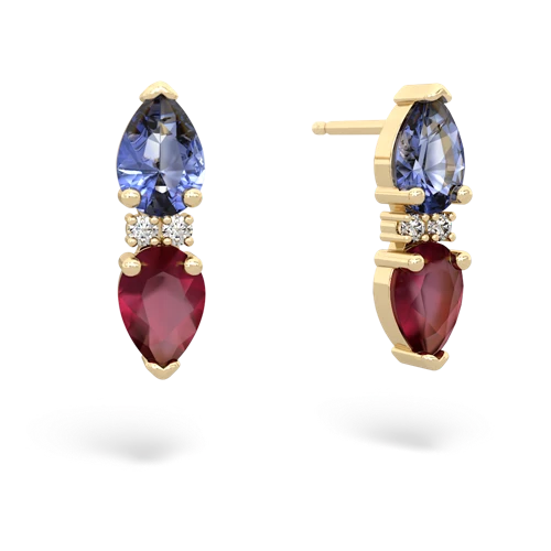 tanzanite-ruby bowtie earrings