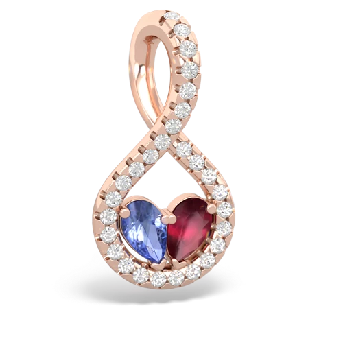 tanzanite-ruby pave twist pendant