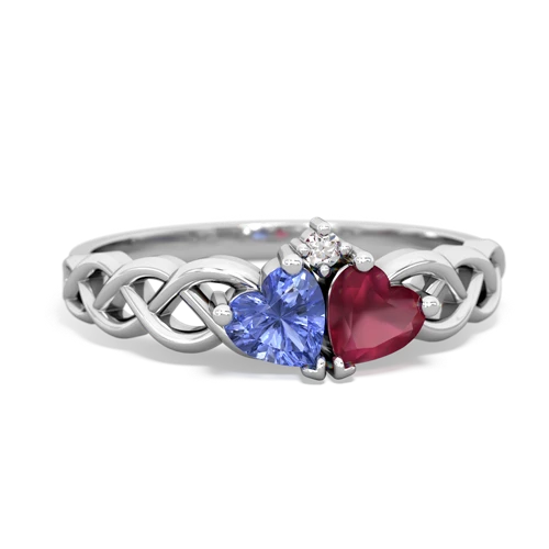 tanzanite-ruby celtic braid ring