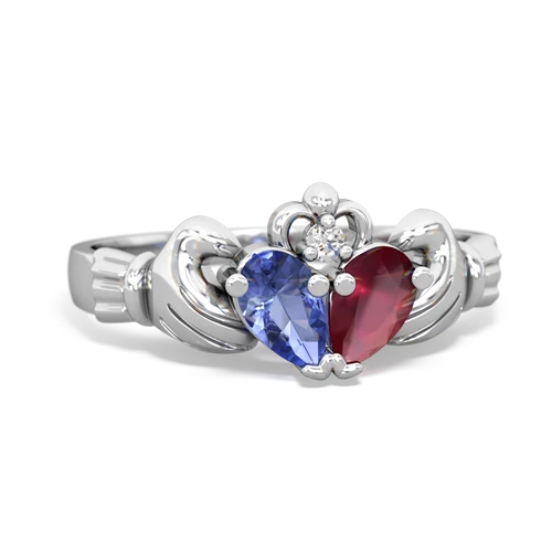 tanzanite-ruby claddagh ring