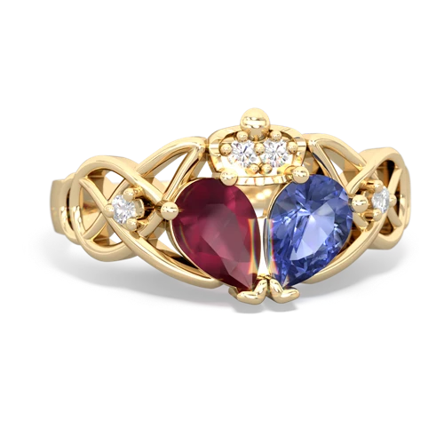 tanzanite-ruby claddagh ring