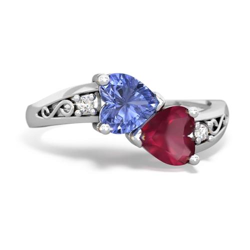 tanzanite-ruby filligree ring