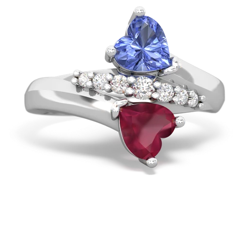 tanzanite-ruby modern ring