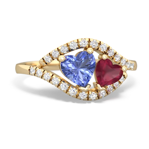 tanzanite-ruby mother child ring