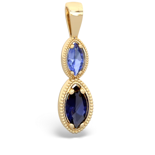 tanzanite-sapphire antique milgrain pendant