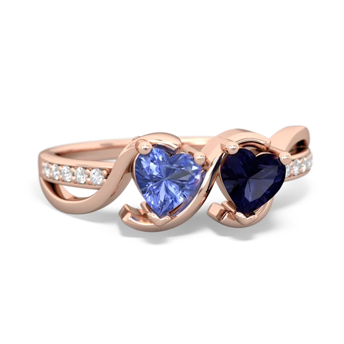 tanzanite-sapphire double heart ring