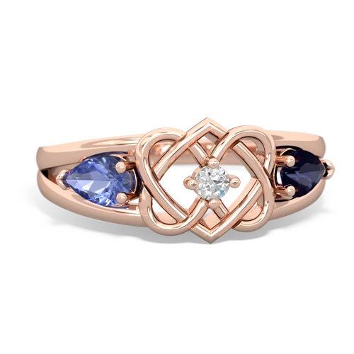 tanzanite-sapphire double heart ring