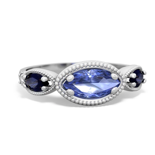 tanzanite-sapphire milgrain marquise ring