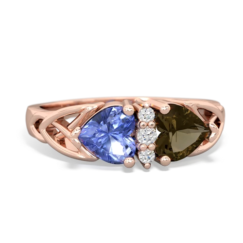 tanzanite-smoky quartz celtic ring