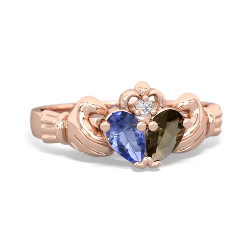 tanzanite-smoky quartz claddagh ring