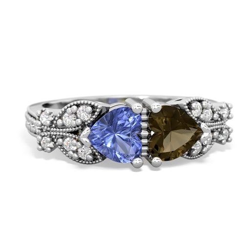 tanzanite-smoky quartz keepsake butterfly ring