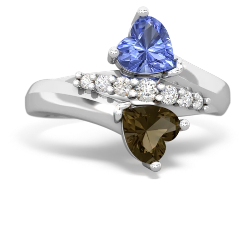 tanzanite-smoky quartz modern ring