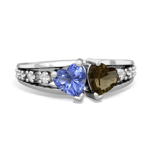 tanzanite-smoky quartz modern ring