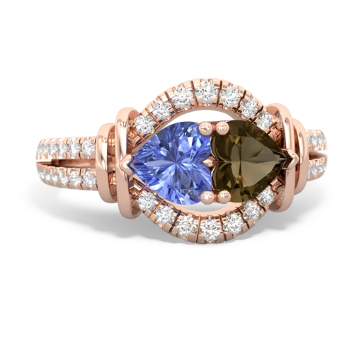 tanzanite-smoky quartz pave keepsake ring