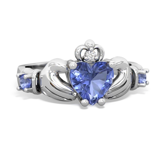 blue topaz-ruby claddagh ring