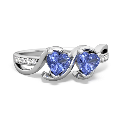 tanzanite-tanzanite double heart ring