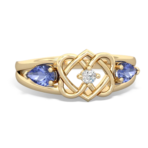 tanzanite-tanzanite double heart ring