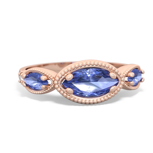 blue topaz-tourmaline milgrain marquise ring