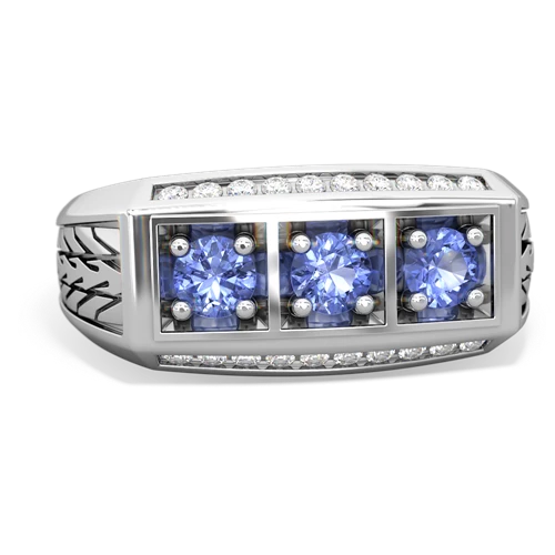 sapphire-peridot three stone ring