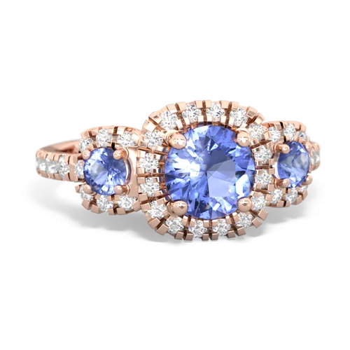 ruby-blue topaz three stone regal ring