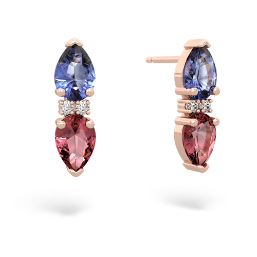 tanzanite-tourmaline bowtie earrings