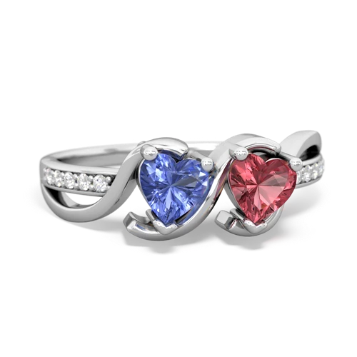 tanzanite-tourmaline double heart ring