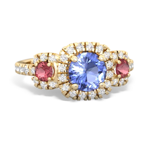 tanzanite-tourmaline three stone regal ring