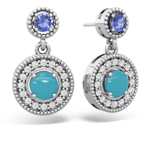 tanzanite-turquoise halo earrings