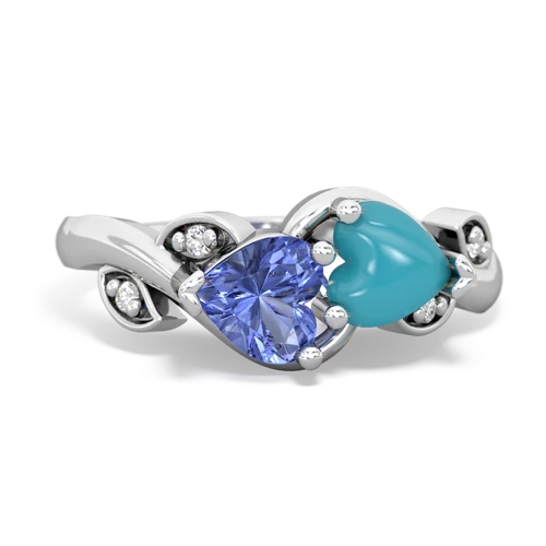 tanzanite-turquoise floral keepsake ring