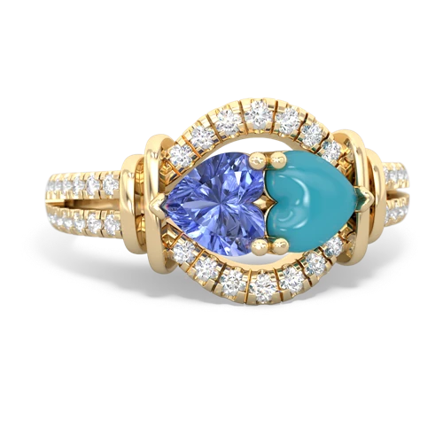 tanzanite-turquoise pave keepsake ring