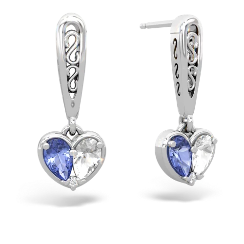 tanzanite-white topaz filligree earrings