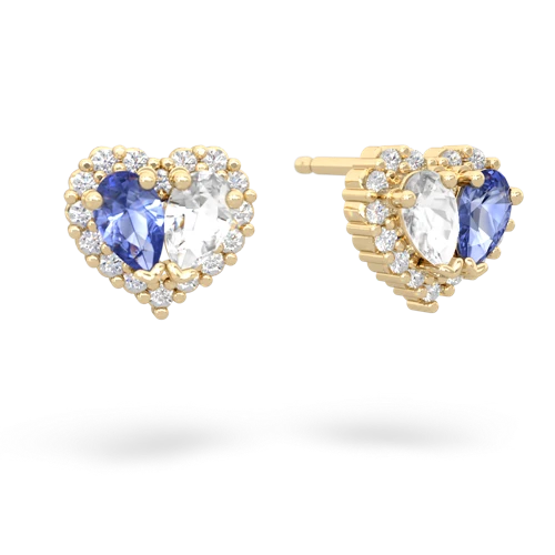 tanzanite-white topaz halo-heart earrings
