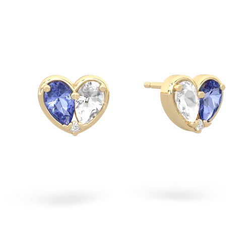 tanzanite-white topaz one heart earrings