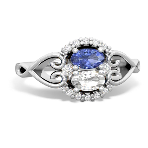 tanzanite-white topaz antique keepsake ring