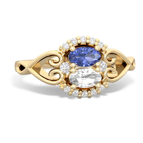 tanzanite-white topaz antique keepsake ring