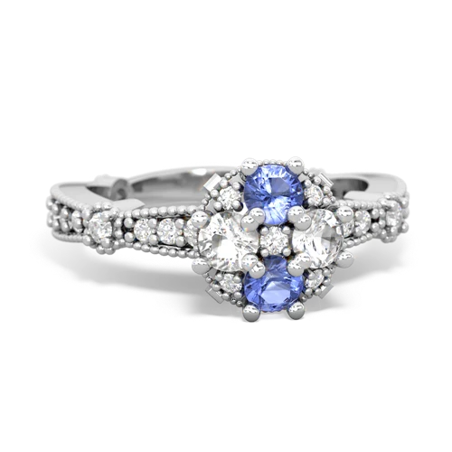 tanzanite-white topaz art deco engagement ring