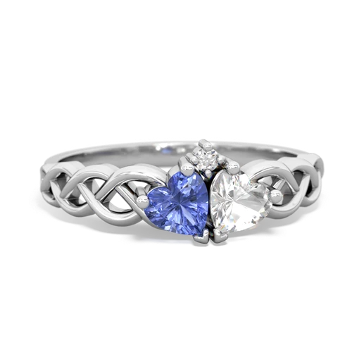 tanzanite-white topaz celtic braid ring