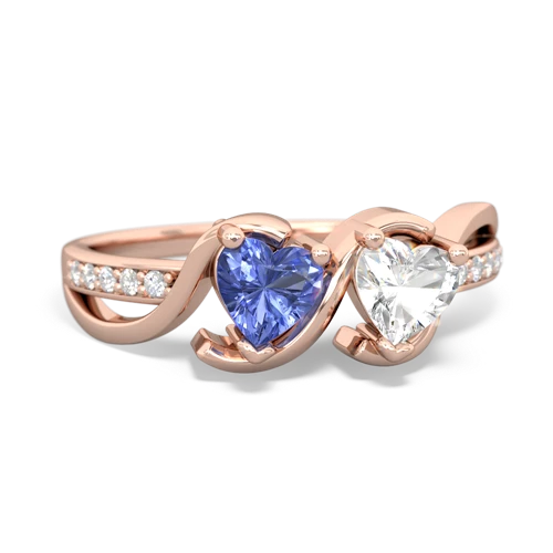 tanzanite-white topaz double heart ring