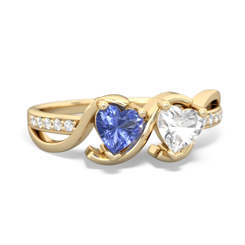 tanzanite-white topaz double heart ring