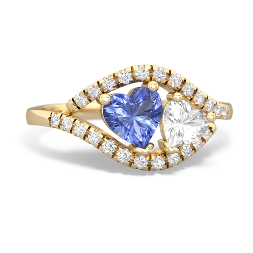 tanzanite-white topaz mother child ring