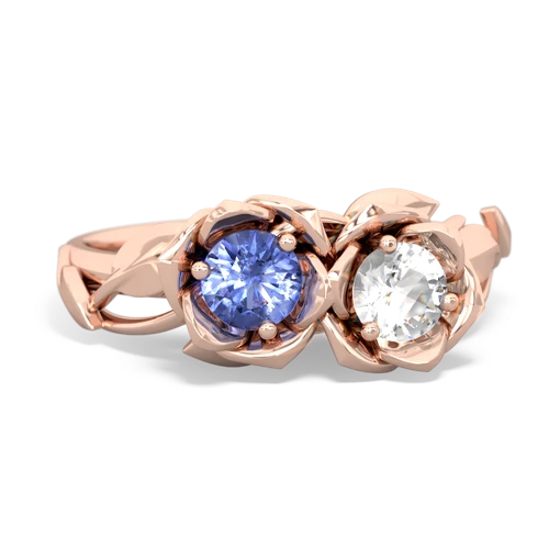 tanzanite-white topaz roses ring